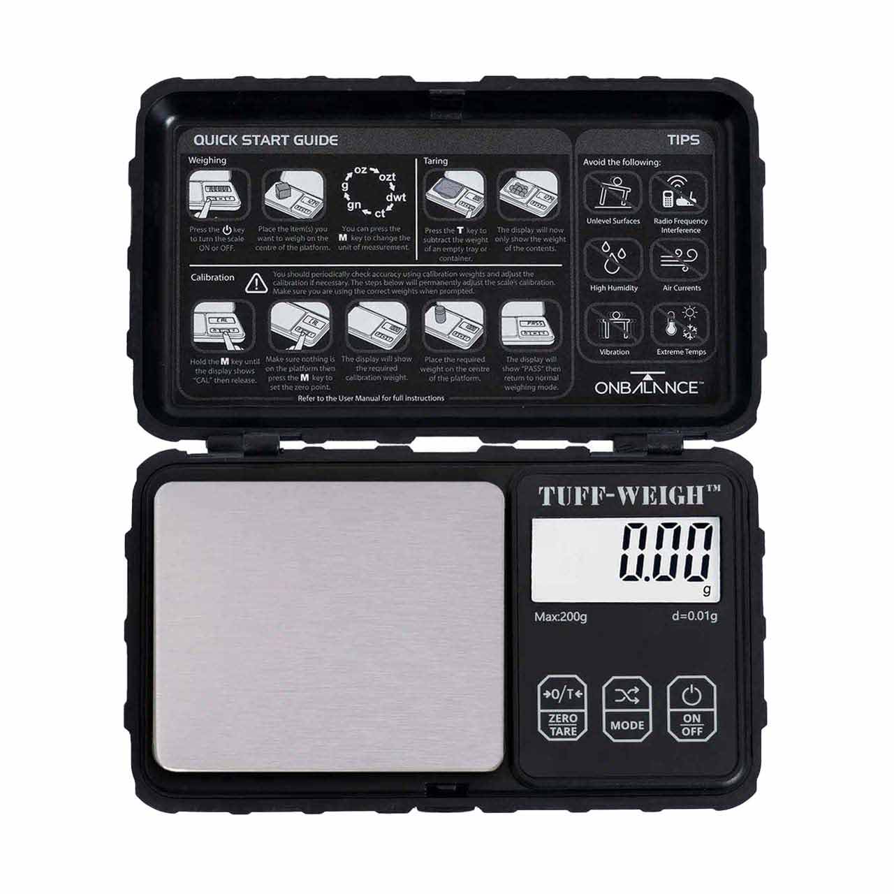 On Balance TUF-200 Tuff-Weigh Digital Mini Scale – 200g × 0.01g